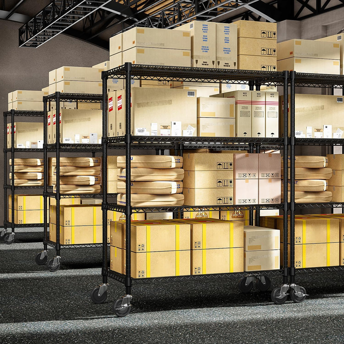M MZG 450 lbs Steel Storage Shelving 3-Tier Utility Shelving Unit Steel Organizer Wire Rack for Home,Kitchen,Office (11.8" D x 17.7" W x 26.3" H) - Colors A