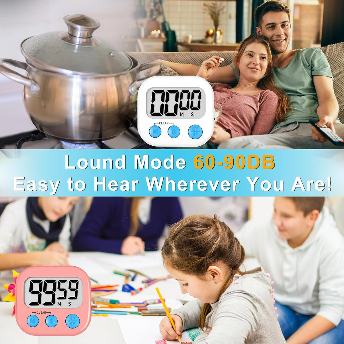 ZILLEEN Classroom Timer for Kids Teachers 2 Pack Digital Timers