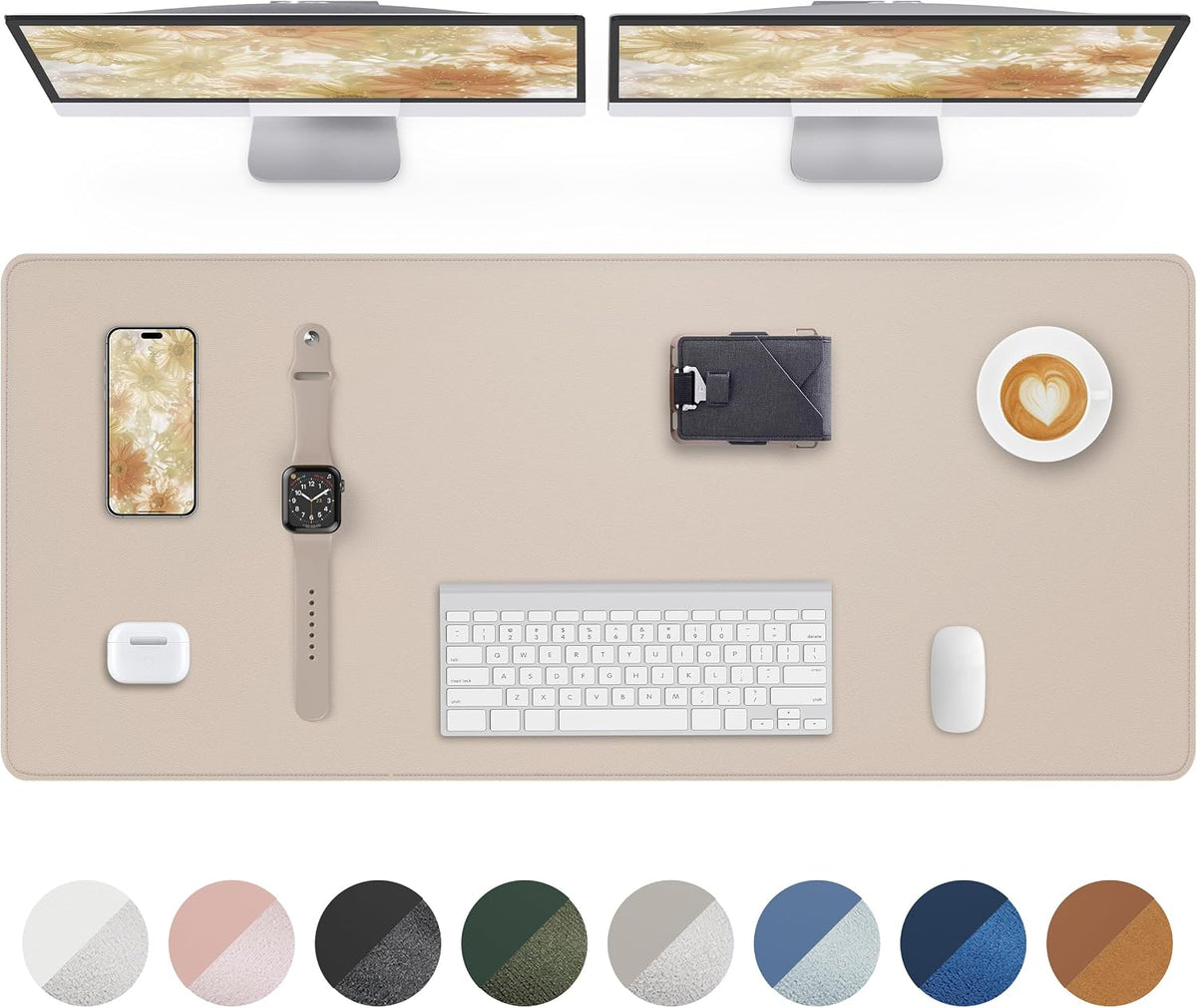 AFIING Large Desk Mat 55" x 24" - PU Leather Desk Pad Protector, Waterproof Non-Slip Extended Mouse Pad for Office Desk, Keyboard, Laptop and Home Workspace (Black)