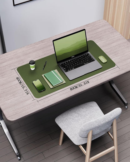 Double-Sided Desk Pad, 31.5"x15.7"Leather Desk Mat, Eco Cork Desk Pad Protector,Large Mouse Pad,Waterproof Desk Blotter for Office/Home(Coffee)