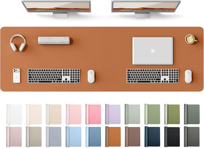 YSAGi Leather Desk Pad Protector, Office Desk Mat, Large Mouse Pad, Non-Slip PU Leather Desk Blotter, Waterproof Laptop Desk Writing Pad for Office and Home (23.6" x 13.8", Eggshell) - Colors A