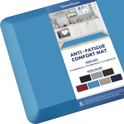 KitchenClouds Kitchen Mat Cushioned Anti Fatigue Rug 17.3"x28" Water Resistant, Non Slip, Standing and Comfort Desk/Floor Mats for House Sink Office (Black)