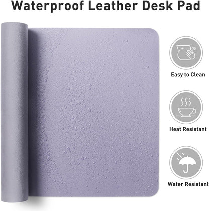 Aothia Leather Office Desk Pad Protector, Non-Slip PU Leather Desk Blotter, Waterproof Laptop Writing Mouse Pad for Office and Home, Black, 31.5" x 15.7" - Colors B