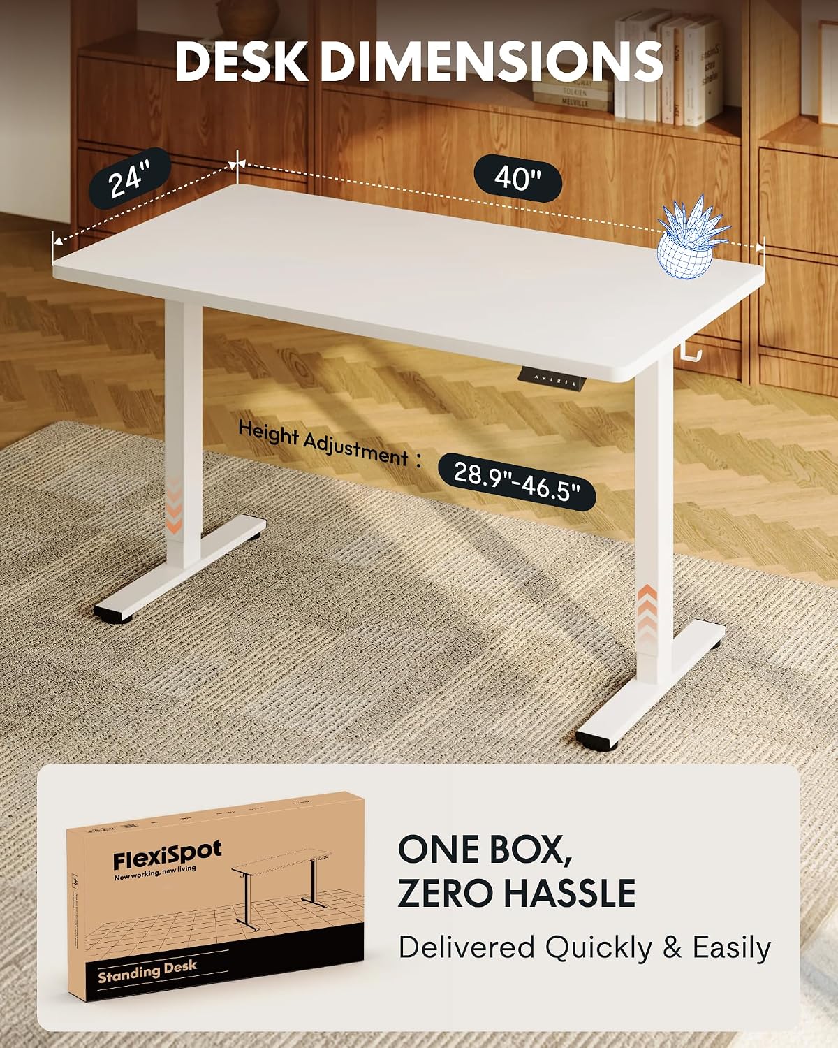 EN1 48"x24" One-Piece Standing Desk, White