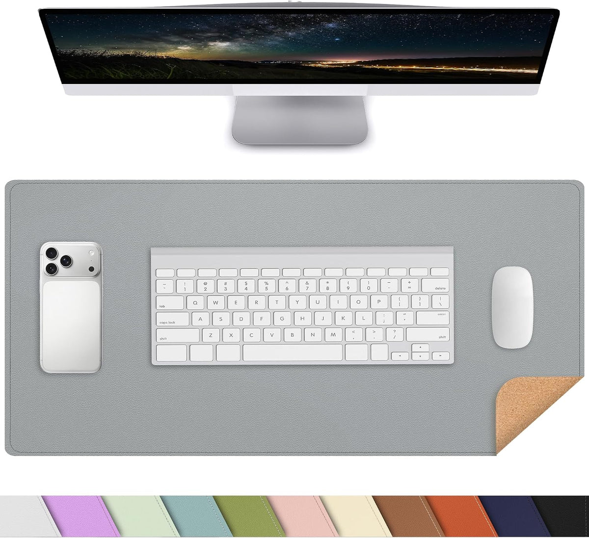 Large Desk Mat, 47" x 17", Black