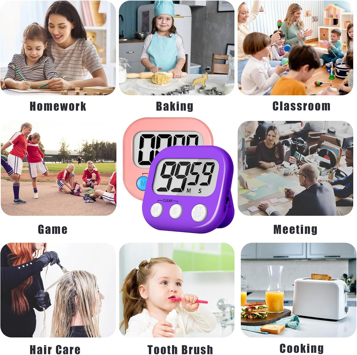 ZILLEEN Classroom Timer for Kids Teachers 2 Pack Digital Timers