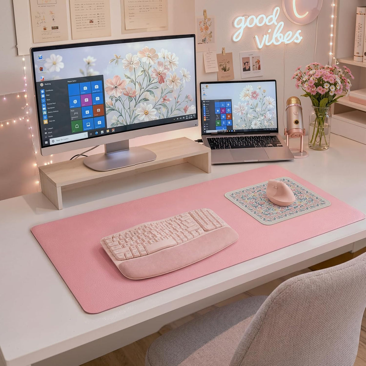 iCasso Desk Mat for Keyboard and Mouse, Large Mouse Pad, Desk Pad Mat, Anti-Slip Big Mousepad with Stitched Edges for Computer Desktop(Deep Green)