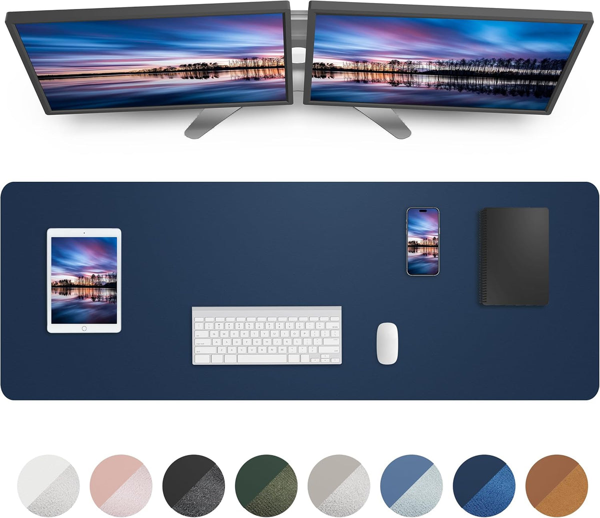 Large Desk pad mat,Mouse Pad,Office Desk Mat, Non-Slip PU Leather Desk Blotter,Large Desk pad,Waterproof Keyboard mat for Office/Home/Decor (Black,48" x 17")
