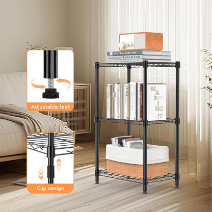 M MZG 450 lbs Steel Storage Shelving 3-Tier Utility Shelving Unit Steel Organizer Wire Rack for Home,Kitchen,Office (11.8" D x 17.7" W x 26.3" H) - Colors B