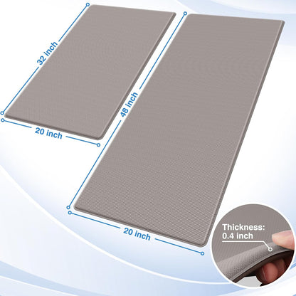 StepRite Kitchen Mats, 2PCS Kitchen Rugs, Cushioned Anti Fatigue Kitchen Mats for Floor, Non-Slip Standing Desk Mat, Waterproof Kitchen Rug Set for Kitchen, Floor, Office, 17.3"x30"+17.3"x47", Black