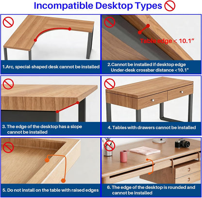 No Drill Under Desk Laptop Mount, Metal Under Desk Storage Shelf with Cable Management, Laptop Storage Tray for MacBook, Keyboard, Mac Mini, Anti-Scratch Silicone, Fits Office, Gaming, Workstations