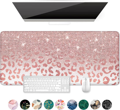 Auhoahsil Desk Mat, Ultra Large Mouse Pad, XXL Gaming Mousepad, Green Tropical Leaves Deskpad, Big Extended Full Size Mouse Pad, Desktop Desk Matt for Keyboard, Laptop & Computer, 35.5 x 15.7 in - Colors B