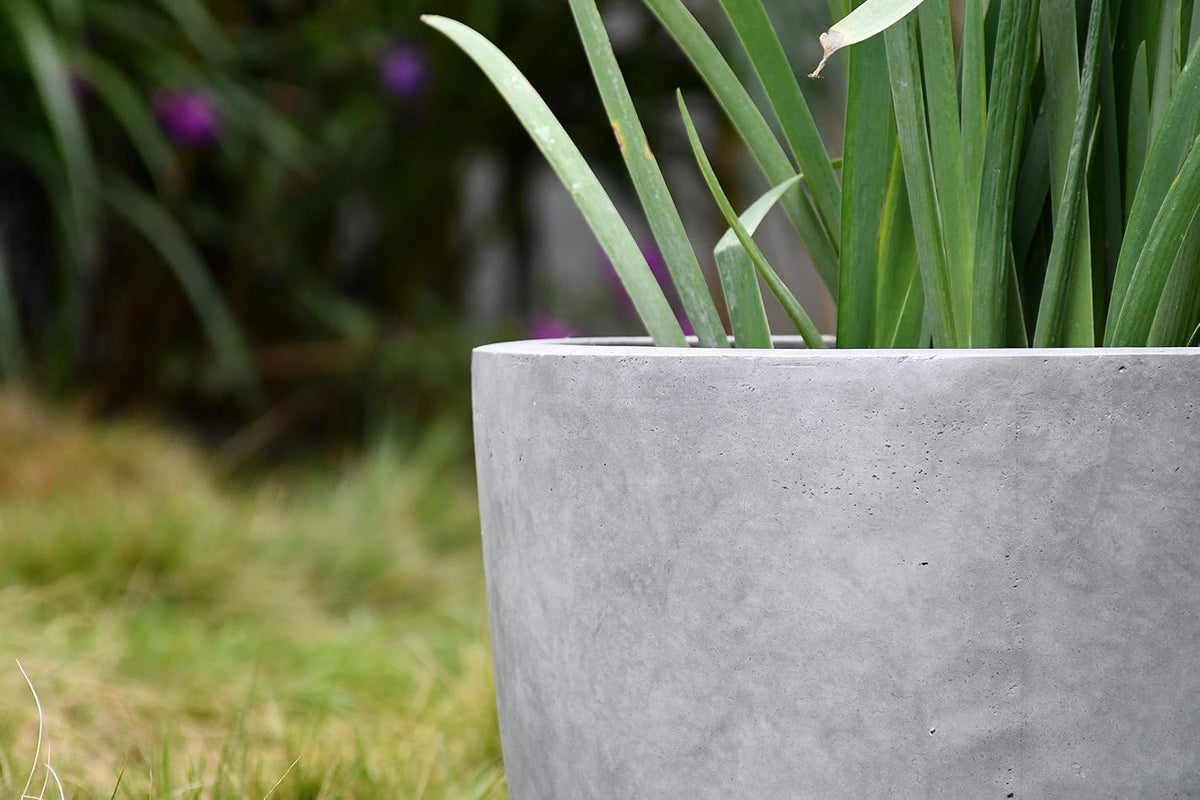 Kante 8.9" H x 10" W Small Concrete Planter, Compact Desktop Plant Pot with Drainage Hole & Rubber Plug – Lightweight Breathable Cement Container for Succulents, Cactus, Herbs, Indoor Outdoor, Gift