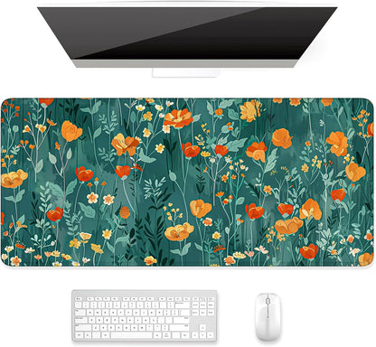 Auhoahsil Desk Mat, Ultra Large Mouse Pad, XXL Gaming Mousepad, Green Tropical Leaves Deskpad, Big Extended Full Size Mouse Pad, Desktop Desk Matt for Keyboard, Laptop & Computer, 35.5 x 15.7 in - Colors A