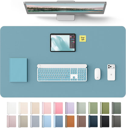 YSAGi Leather Desk Pad Protector, Office Desk Mat, Large Mouse Pad, Non-Slip PU Leather Desk Blotter, Waterproof Laptop Desk Writing Pad for Office and Home (23.6" x 13.8", Eggshell) - Colors A