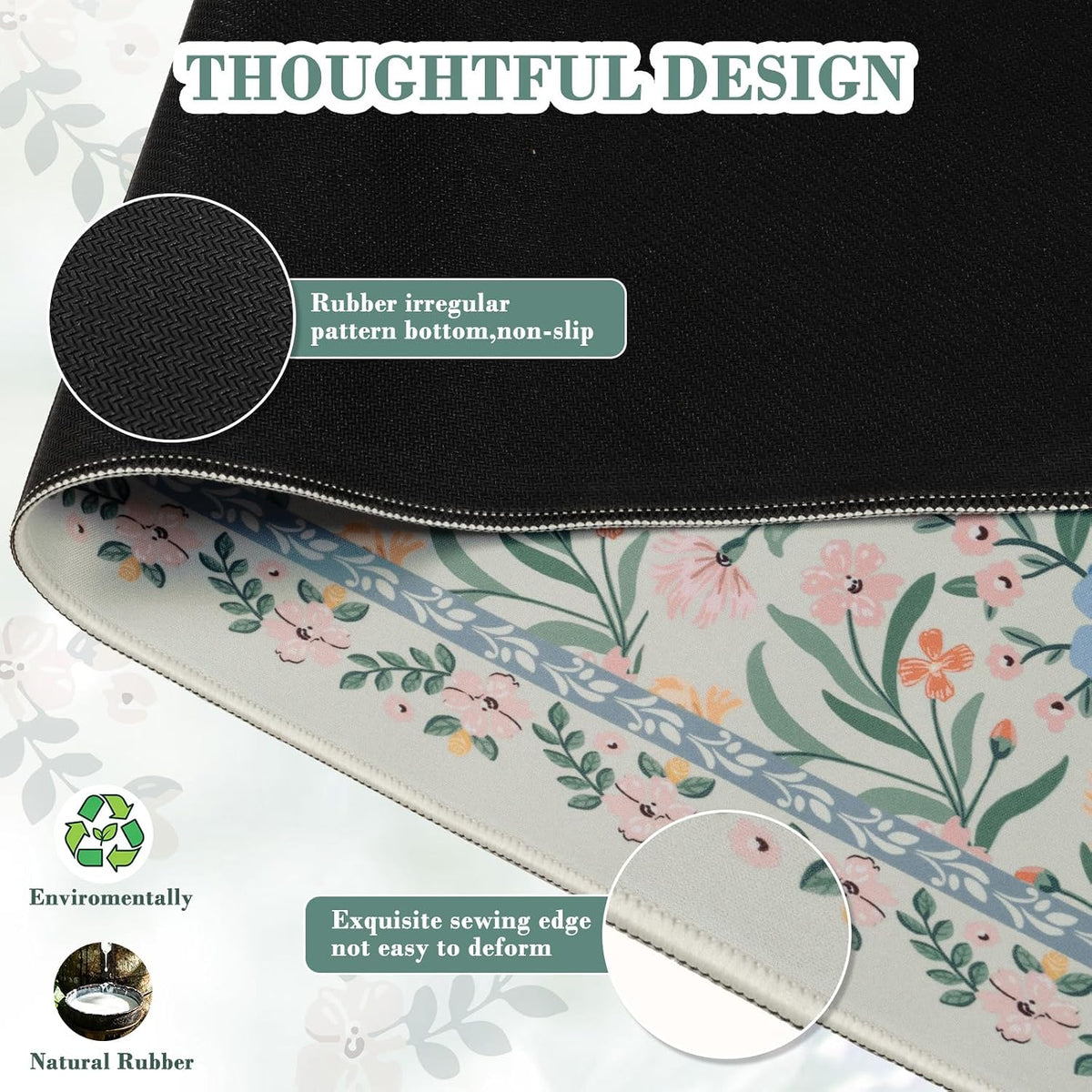 iCasso Desk Mat for Keyboard and Mouse, Large Mouse Pad, Desk Pad Mat, Anti-Slip Big Mousepad with Stitched Edges for Computer Desktop(Deep Green)