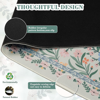 iCasso Desk Mat for Keyboard and Mouse, Large Mouse Pad, Desk Pad Mat, Anti-Slip Big Mousepad with Stitched Edges for Computer Desktop(Deep Green)