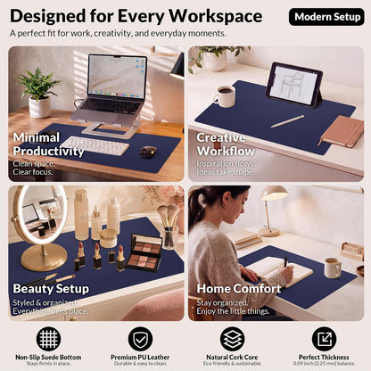 Large Desk Mat, 47" x 17", Black