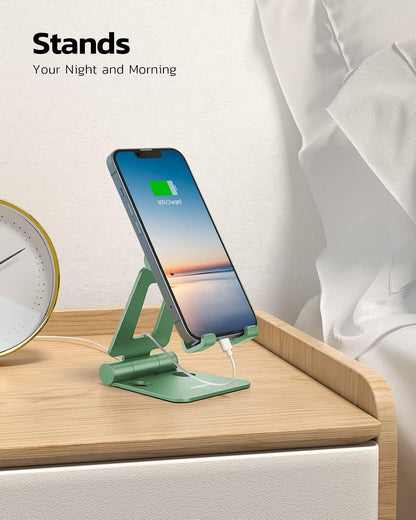 Nulaxy Dual Folding Cell Phone Stand, Fully Adjustable Foldable Desktop Phone Holder Cradle Dock Compatible with iPhone 17 16 15 14 13 12 11 Pro Max Xs Xr X 8, Nintendo Switch, All Phones - Purple