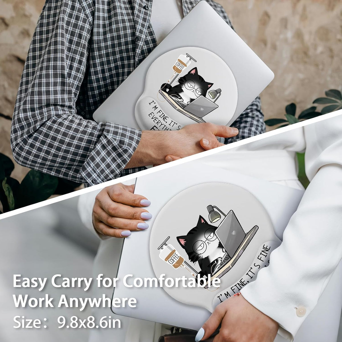 Funny Ergonomic Mouse Pad with Wrist Rest, Cat Desk Decor Gifts - Colors A