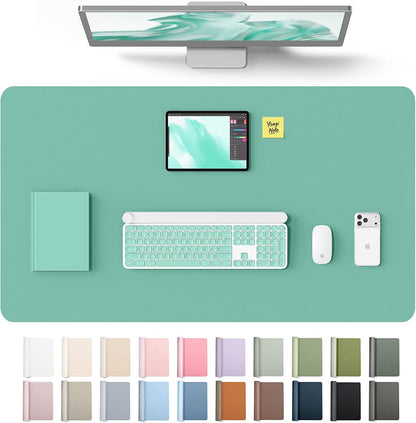 YSAGi Leather Desk Pad Protector, Office Desk Mat, Large Mouse Pad, Non-Slip PU Leather Desk Blotter, Waterproof Laptop Desk Writing Pad for Office and Home (23.6" x 13.8", Eggshell) - Colors A