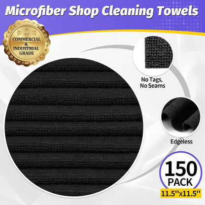 Microfiber Cleaning Cloth, Cleaning Rags Microfiber Towel Bulk Absorbent Lint-Free Wash Cloths, All-Purpose Shop Towels for Cars, Automotive, Garage, Home & Kitchen 11.5"*11.5"