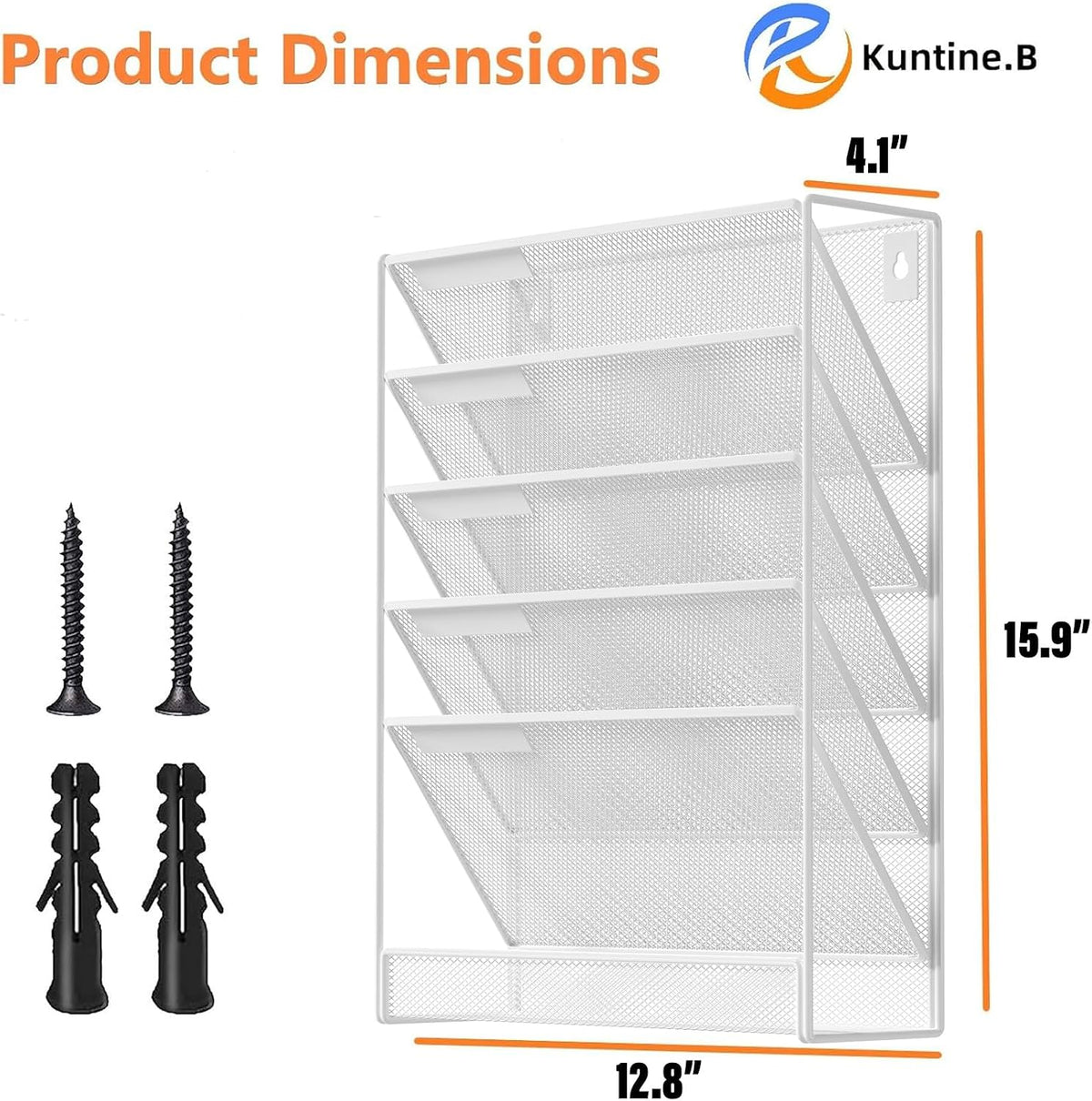 Kuntine.B Wall File Organizer Office Hanging Magazine Holder Wall File Organizer for Office Home (Black, 5 Tier)