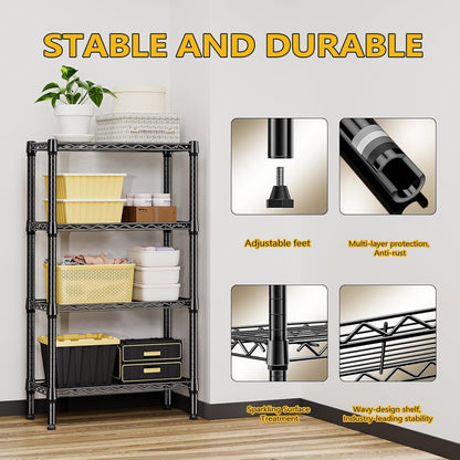 M MZG 450 lbs Steel Storage Shelving 3-Tier Utility Shelving Unit Steel Organizer Wire Rack for Home,Kitchen,Office (11.8" D x 17.7" W x 26.3" H) - Colors A