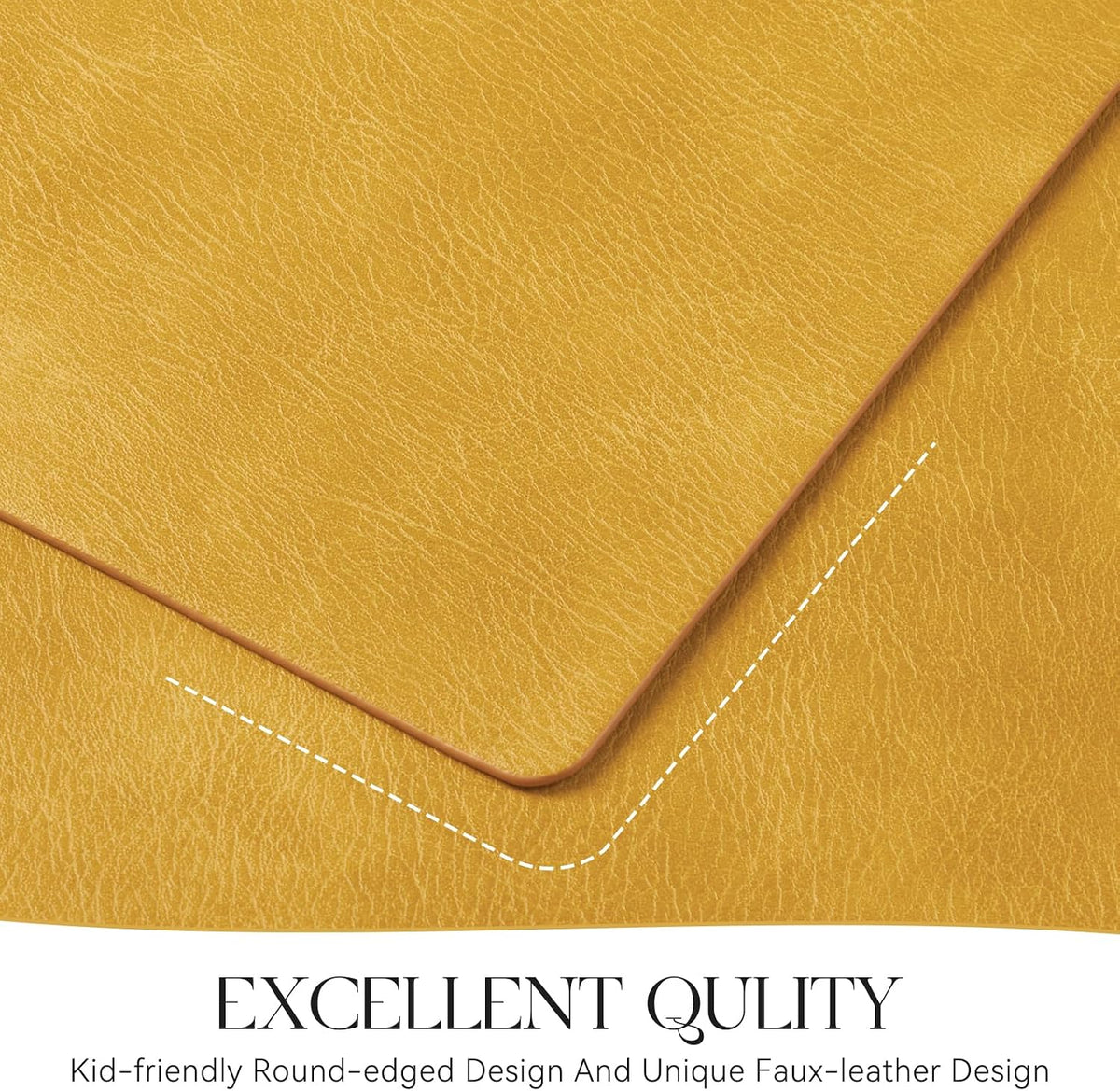 MOSAYT Vinyl Placemats Set of 6-12 X 17 Inch - Faux Leather 100% Waterproof Oil-Proof Wipeable PU Place Mats, Heat Resistant Reversible Table Mats for Kitchen, Dining, Outdoor, Reddish Brown