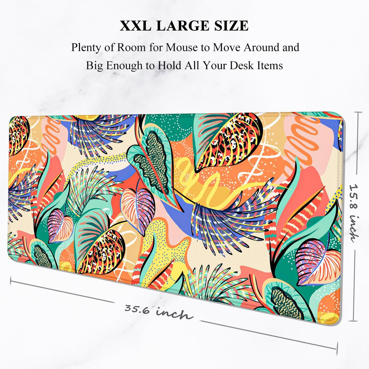 Auhoahsil Desk Mat, Ultra Large Mouse Pad, XXL Gaming Mousepad, Green Tropical Leaves Deskpad, Big Extended Full Size Mouse Pad, Desktop Desk Matt for Keyboard, Laptop & Computer, 35.5 x 15.7 in - Colors A