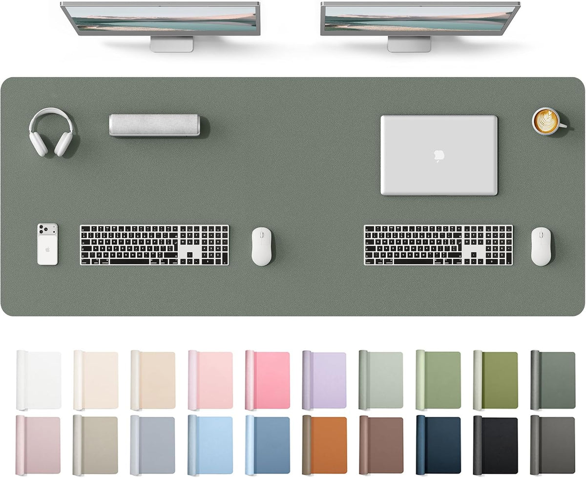YSAGi Leather Desk Pad Protector, Office Desk Mat, Large Mouse Pad, Non-Slip PU Leather Desk Blotter, Waterproof Laptop Desk Writing Pad for Office and Home (23.6" x 13.8", Eggshell) - Colors A
