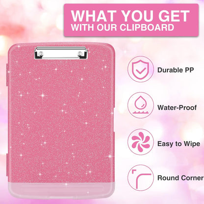 Clipboard with Storage, Clip Board 8.5 x 11 with Pen Holder, High Capacity Plastic Organization Case Box for Letter Legal A4 Size Paper, Nurses Teachers Must Haves, School & Office Supplies