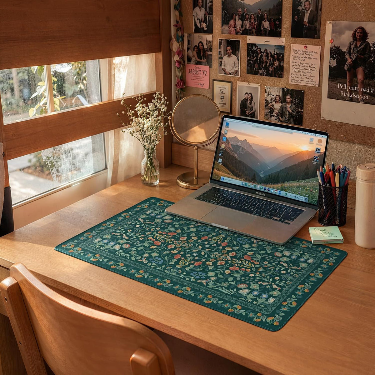 iCasso Desk Mat for Keyboard and Mouse, Large Mouse Pad, Desk Pad Mat, Anti-Slip Big Mousepad with Stitched Edges for Computer Desktop(Deep Green)