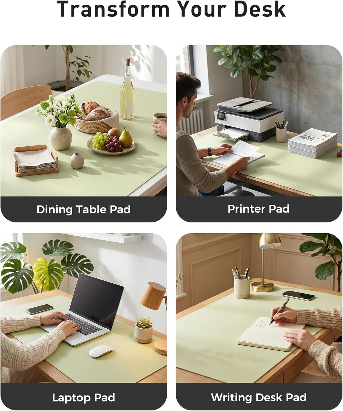 Aothia Leather Office Desk Pad Protector, Non-Slip PU Leather Desk Blotter, Waterproof Laptop Writing Mouse Pad for Office and Home, Black, 31.5" x 15.7" - Colors A