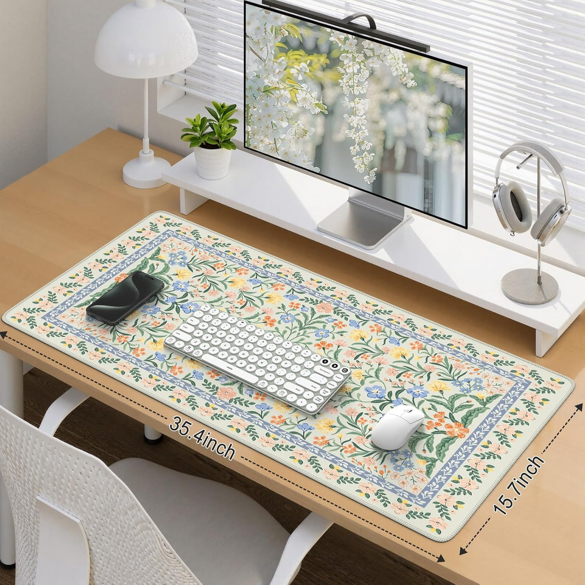 iCasso Desk Mat for Keyboard and Mouse, Large Mouse Pad, Desk Pad Mat, Anti-Slip Big Mousepad with Stitched Edges for Computer Desktop(Deep Green)