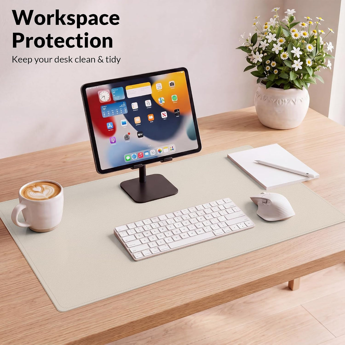 Large Desk Mat, 47" x 17", Black