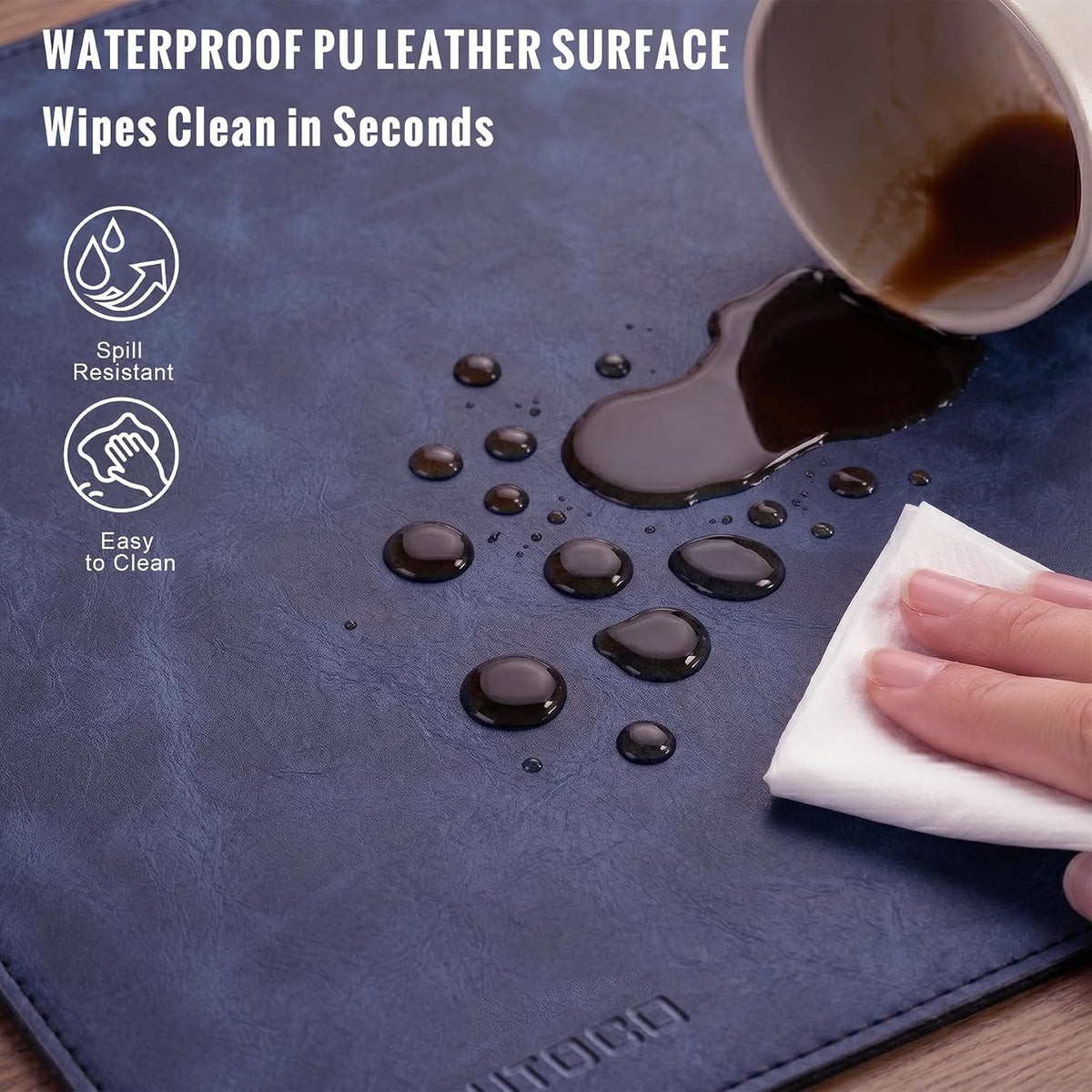 Cork Desk Mat 31.5"x15.7", Distressed PU Leather & Cloth Desk Pad