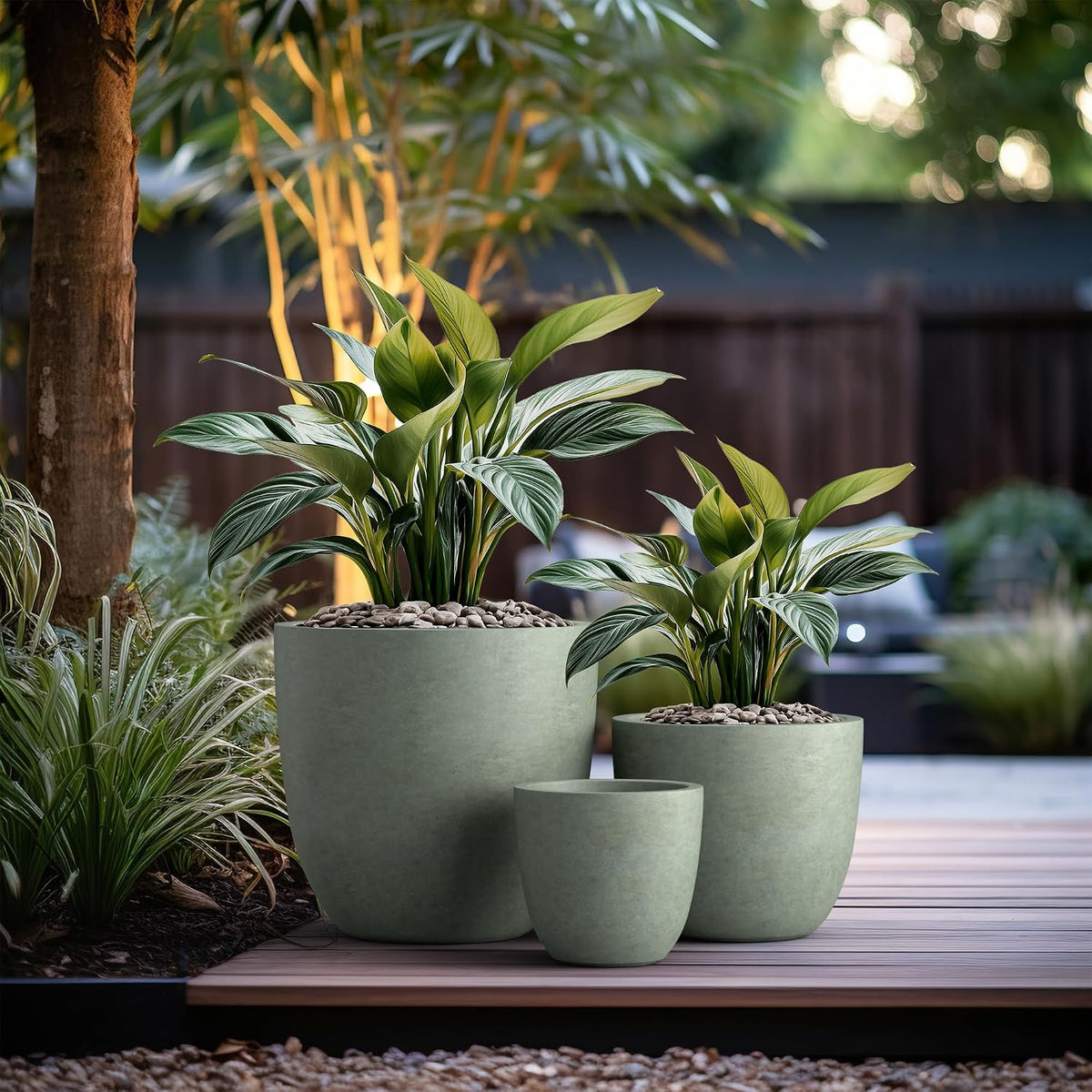 Kante 8.9" H x 10" W Small Concrete Planter, Compact Desktop Plant Pot with Drainage Hole & Rubber Plug – Lightweight Breathable Cement Container for Succulents, Cactus, Herbs, Indoor Outdoor, Gift