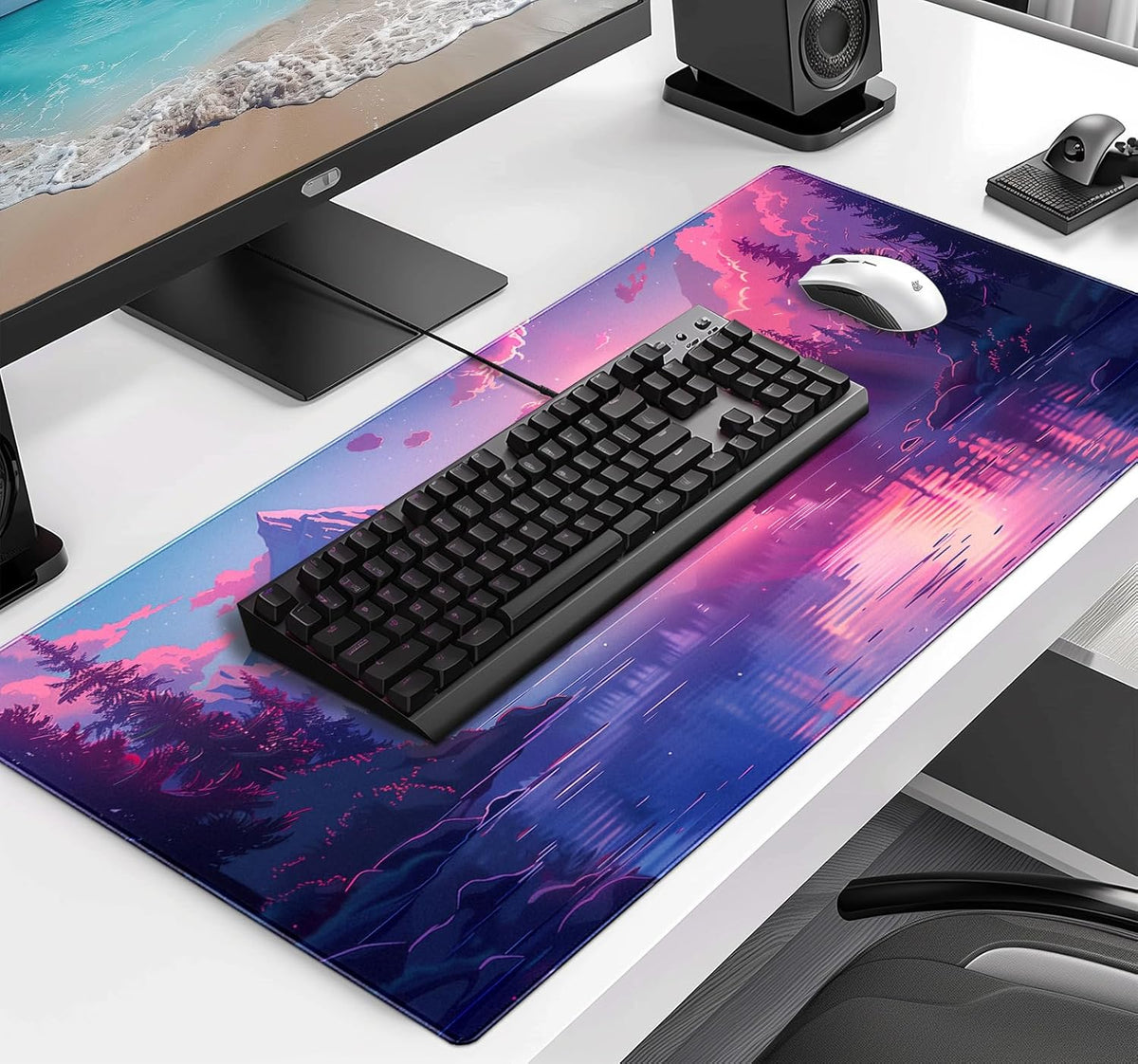 Retro American Flag XL Gaming Mouse Pad with Stitching Edge Laptop Desk Mat