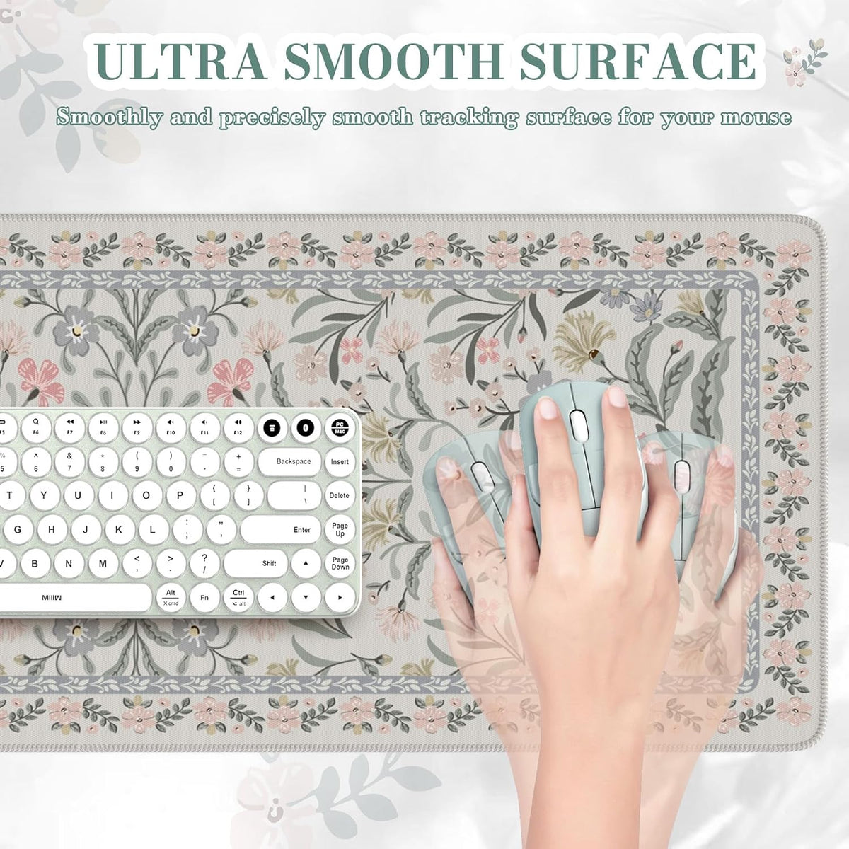 iCasso Desk Mat for Keyboard and Mouse, Large Mouse Pad, Desk Pad Mat, Anti-Slip Big Mousepad with Stitched Edges for Computer Desktop(Deep Green)