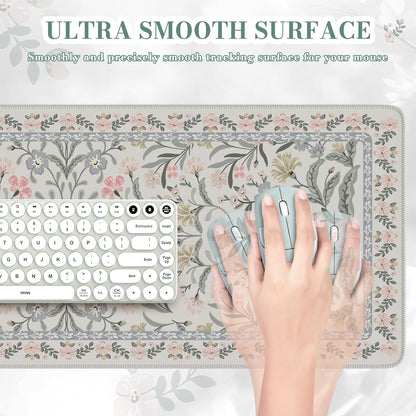 iCasso Desk Mat for Keyboard and Mouse, Large Mouse Pad, Desk Pad Mat, Anti-Slip Big Mousepad with Stitched Edges for Computer Desktop(Deep Green)