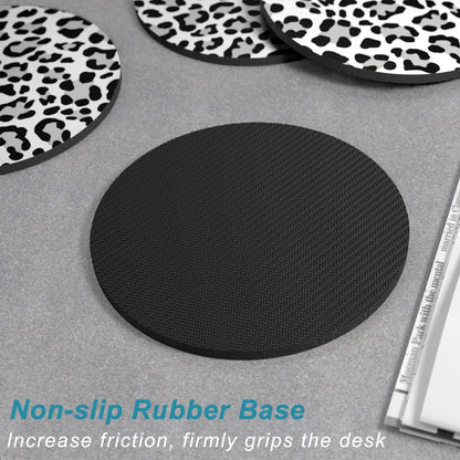Nipichsha Coasters for Drinks, Set of 6 Cute Absorbent Rubber Drink Coasters for Cup with Non Slip Backing, Kitchen Home Decor Housewarming Gift, Round 4 in, Work Hard