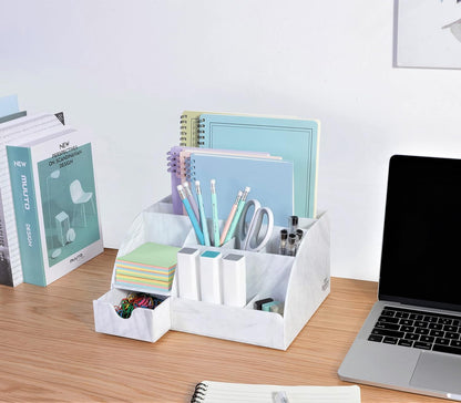 My Space Organizers Clear Acrylic Desk Oganizer, 9 Compartments, Office Supplies and Desk Accessories Organizer, Home Decor Desktop Organizer (Clear)