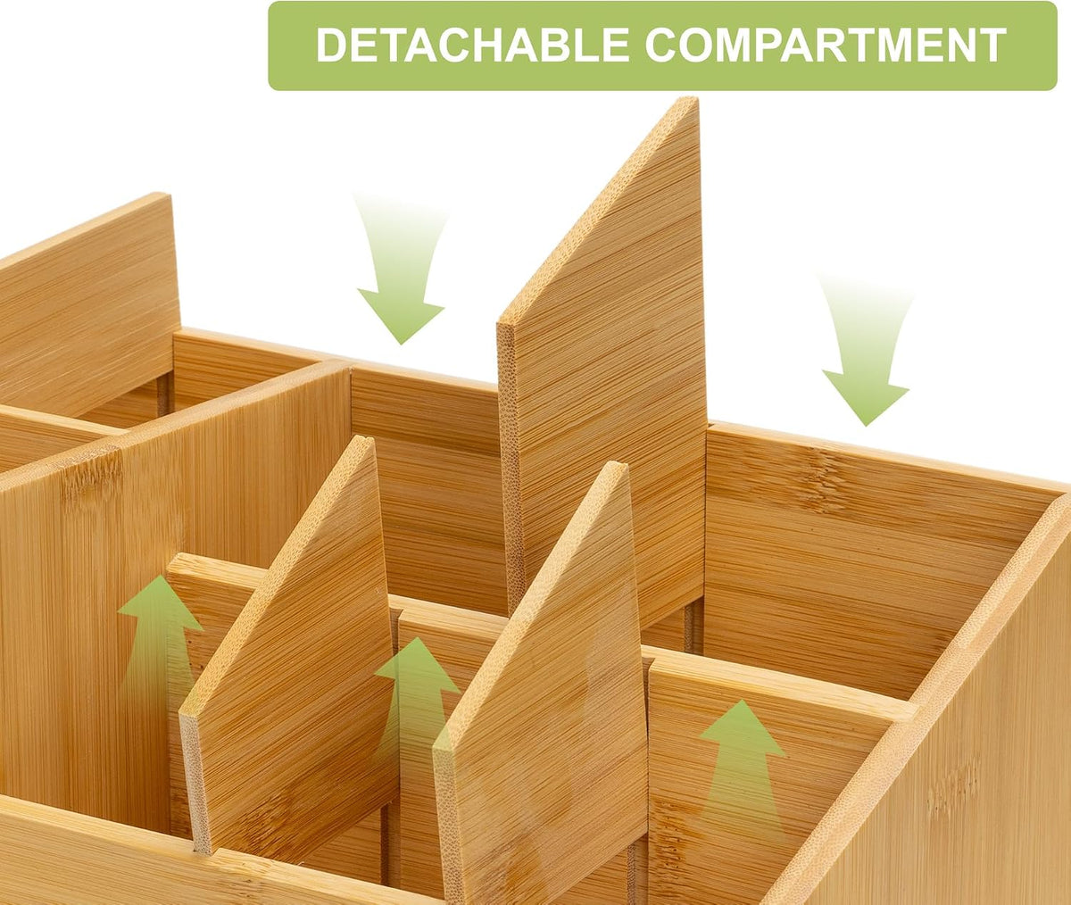 Bamboo Vanity Organizers with 3 Drawer, Mini Desk Organizer for Home, 3-tier Study/Office Organizer Rack, Adjustable 5 Compartment Makeup Display Case, Dresser Storage for Lipstick, Jewelry, Nail Care