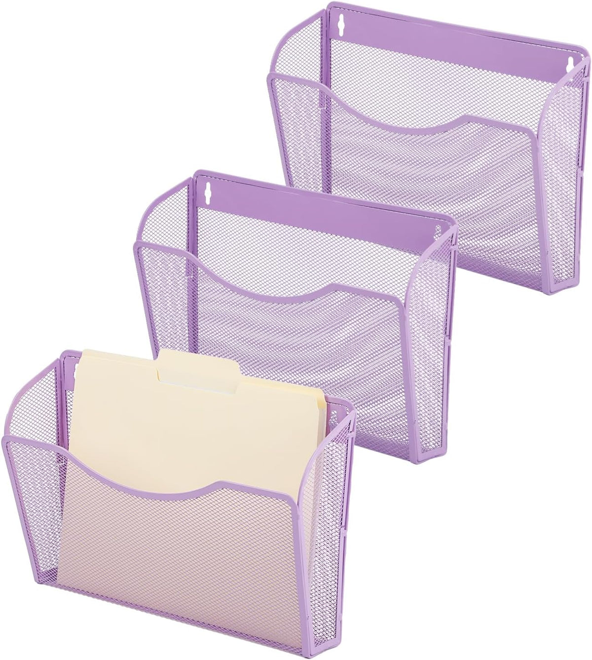 EASEPRES 3 Single Pocket Mesh Hanging File Organizer, Vertical Wall Mounted Magazine File Holder, Mount Basket Mail Paper Document Folder Organizing for Office, Home and School, Black