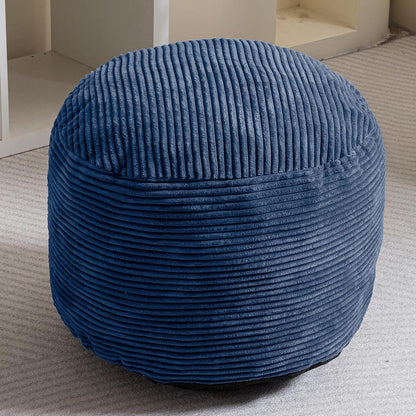 Round Stuffed Pouf Ottoman, Corduroy Poufs with Foam Chunk Filling, Furry and Fluffy Pouf Foot Stool Storage Ottoman, 20 X 15 Floor Poufs Foot Rest for Living Room, Dark Grey