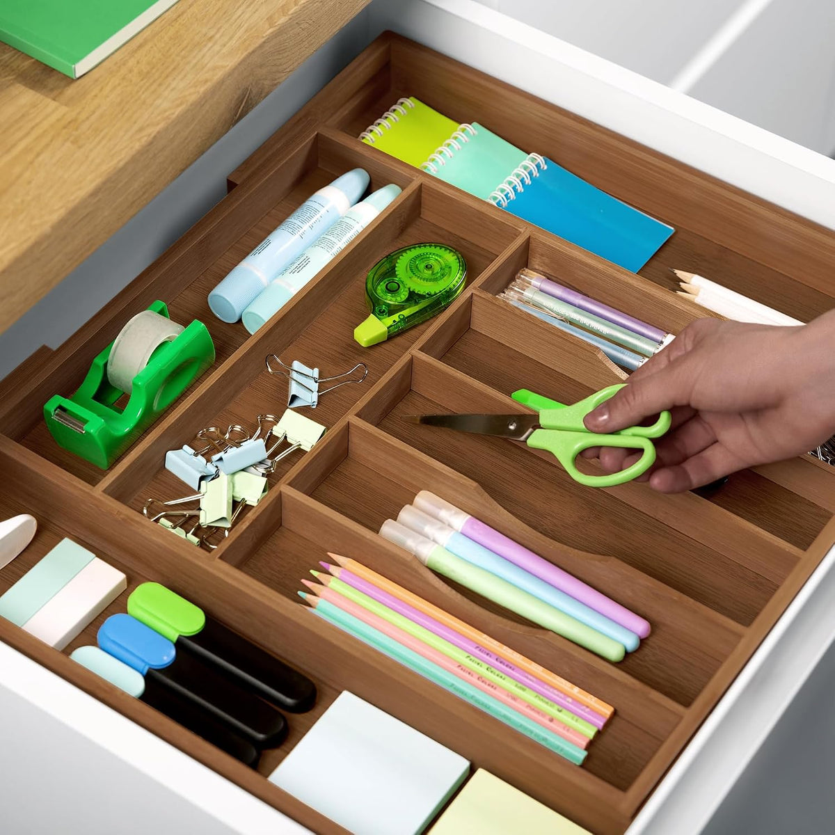 ROYAL CRAFT WOOD Luxury Bamboo Kitchen Drawer Organizer - Silverware Organizer, Utensil Holder & Cutlery Tray Drawer Dividers for Flatware (9 Slot, Natural)