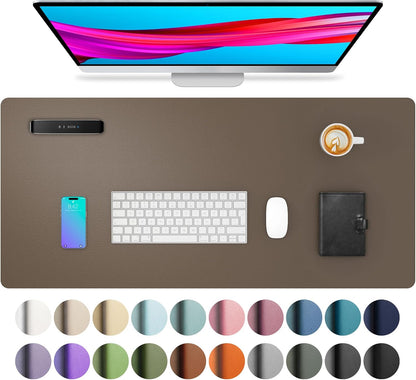 Aothia Leather Office Desk Pad Protector, Non-Slip PU Leather Desk Blotter, Waterproof Laptop Writing Mouse Pad for Office and Home, Black, 31.5" x 15.7" - Colors B