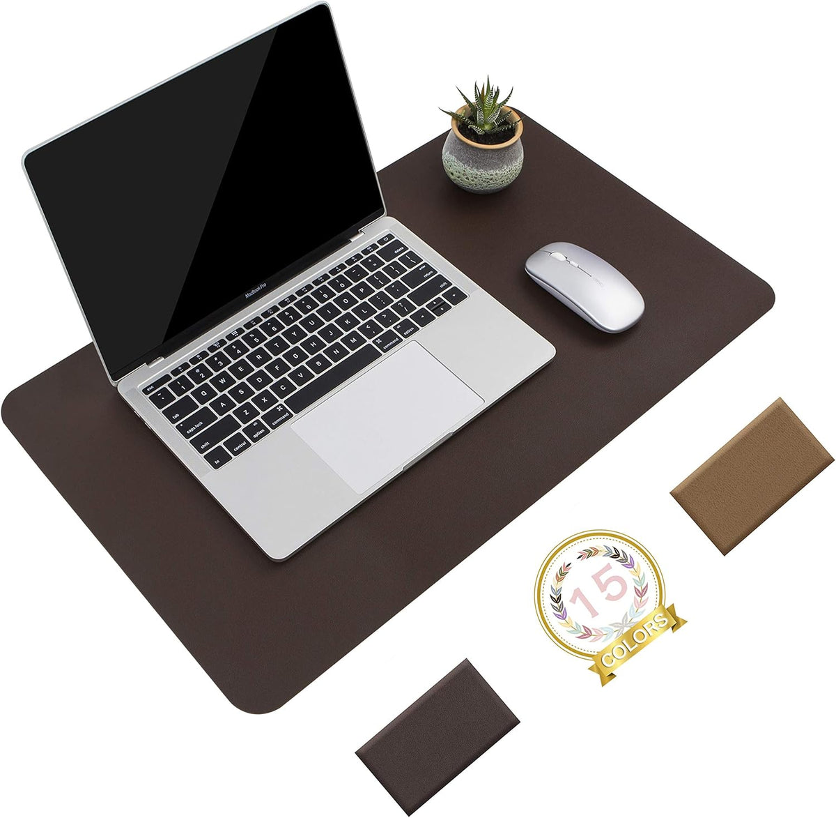 YSAGi Non-Slip Leather Desk Pad, Waterproof Laptop Computer Desk Keyboard Mat, Table Protector Blotter Mat, Large Mouse Pad for Office/Work/Home/Decor(Dark Brown, 31.5" x 15.7")