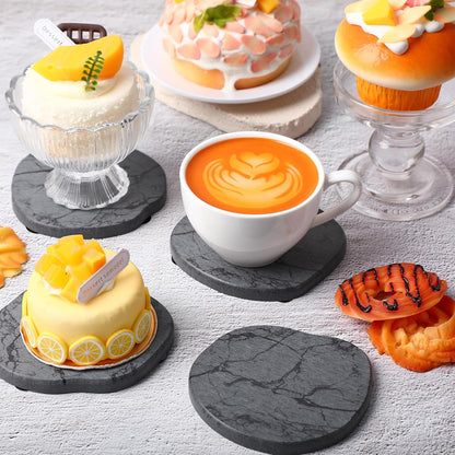 Diatomaceous Earth Coasters Set of 4，Cool Absorbent Quick-Dry Drink Coasters for Desks, Cute Modern Stone Design with Stylish White Aesthetic (4, White)